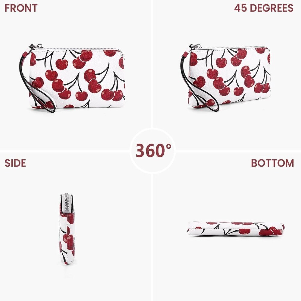 Small Wristlet Purse Women Leather Clutch Evening Party Travel Compact - Picture 2 of 5